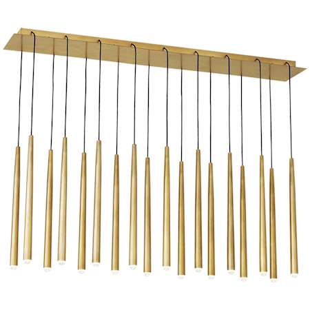 Visual Comfort Pylon 18 Light 10" Wide LED Linear Chandelier Natural Brass