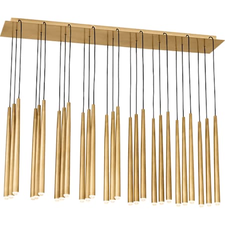 Visual Comfort Pylon 27 Light 12" Wide LED Linear Chandelier Natural Brass