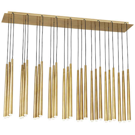 Visual Comfort Pylon 27 Light 12" Wide LED Linear Chandelier Natural Brass