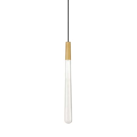 Visual Comfort Pylon 2" Wide Crystal Mini Pendant Natural Brass