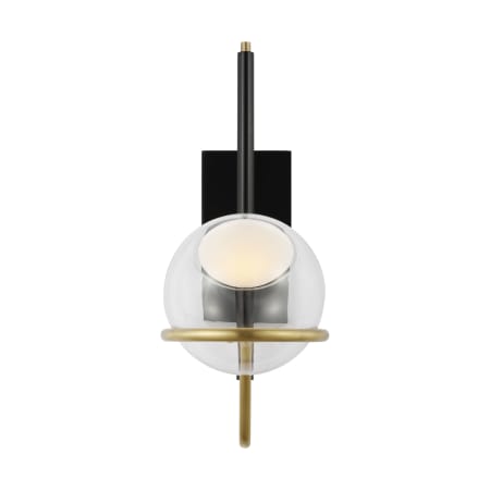 Visual Comfort Crosby 19" Tall LED Wall Sconce -277 Black / Natural Brass