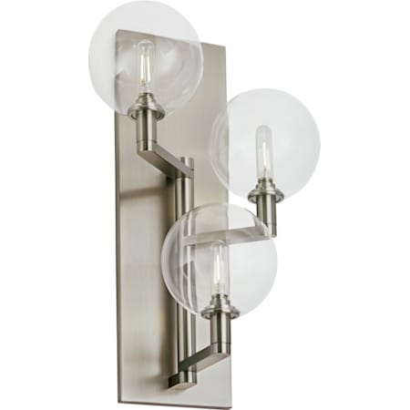 Visual Comfort Gambit 3 Light 17-1/2" Tall Wall Sconce with Glass Globe Shades Satin Nickel / Clear