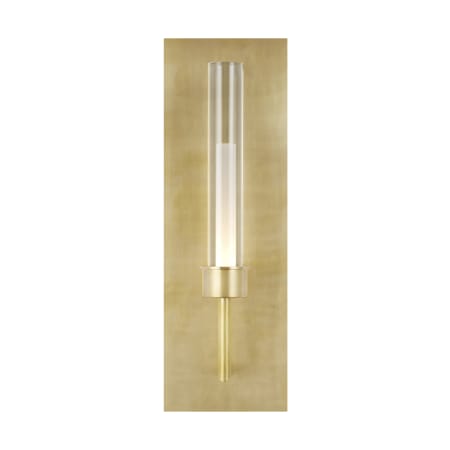 Visual Comfort Linger Single Light 15" Tall LED Wall Sconce - 277V Natural Brass / 3000K