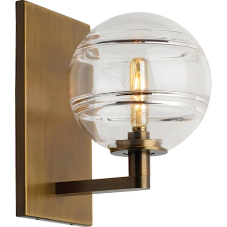 Visual Comfort Sedona Single Light 9" High LED Wall Sconce with a Glass Globe Shade Aged Brass / Clear
