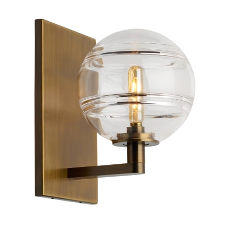 Visual Comfort Sedona Single Light 9" High LED Wall Sconce with a Glass Globe Shade Aged Brass / Clear