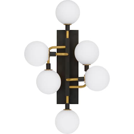 Visual Comfort Viaggio 6 Light 26-1/2" Tall LED Wall Sconce Opal / Brass / 3000K