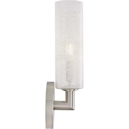 Visual Comfort Vetra Single Light 13" Tall Wall Sconce with Linen Weave Glass Shade - ADA Compliant Satin Nickel