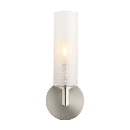 Visual Comfort Vetra Single Light 13" Tall Wall Sconce with Linen Weave Glass Shade - ADA Compliant Satin Nickel