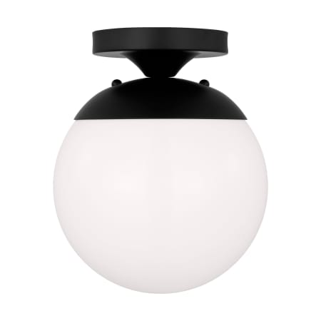 Visual Comfort Leo 8" Wide Semi-Flush Globe Ceiling Fixture with Smooth White Glass Shade Midnight Black