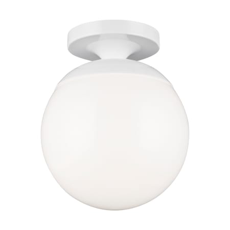Visual Comfort Leo 8" Wide Semi-Flush Globe Ceiling Fixture with Smooth White Glass Shade White