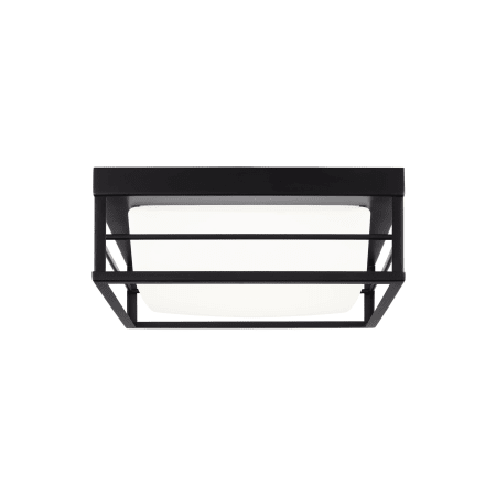 Visual Comfort Dearborn 10" Wide LED Flush Mount Square Ceiling Fixture with Frosted Glass Shade Midnight Black