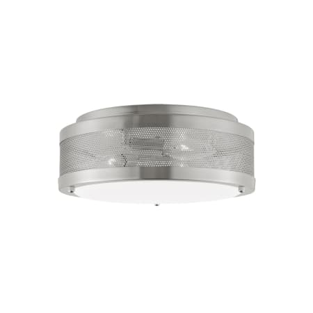 Visual Comfort Vander 3 Light 12" Wide Flush Mount Drum Ceiling Fixture with Frosted Glass Shade Brushed Nickel