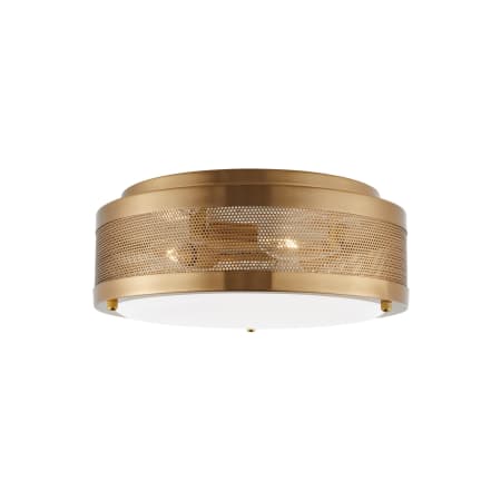 Visual Comfort Vander 3 Light 12" Wide LED Flush Mount Drum Ceiling Fixture with Frosted Glass Shade Satin Brass