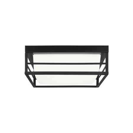 Visual Comfort Dearborn 12" Wide LED Flush Mount Square Ceiling Fixture with Frosted Glass Shade Midnight Black