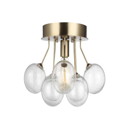 Visual Comfort Bronzeville 15" Wide Semi-Flush Ceiling Fixture with Clear, Seedy Glass Globes Satin Brass