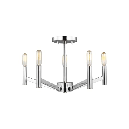 Visual Comfort Vector 5 Light 18" Wide Semi-Flush Ceiling Fixture Chrome