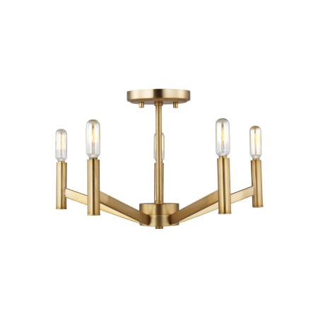 Visual Comfort Vector 5 Light 18" Wide Semi-Flush Ceiling Fixture Satin Brass