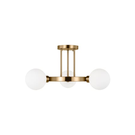 Visual Comfort Clybourn 3 Light 21" Wide Semi-Flush Ceiling Fixture with Frosted Glass Shades Satin Brass