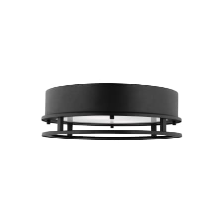 Visual Comfort Union 15" Wide LED Flush Mount Drum Outdoor Ceiling Fixture with Acrylic Shade Black