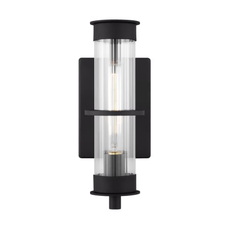 Visual Comfort Alcona 13" Tall Wall Sconce with Ribbed Glass Shade Black
