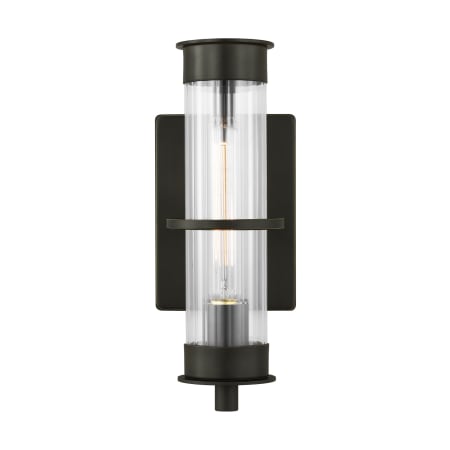 Visual Comfort Alcona 13" Tall Wall Sconce with Ribbed Glass Shade Antique Bronze