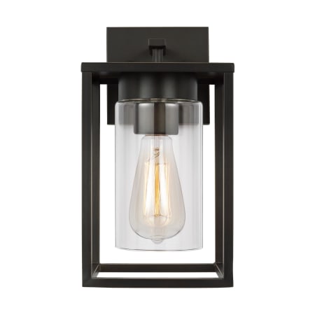 Visual Comfort Vado 12" Tall Wall Sconce with Clear Glass Shade Antique Bronze