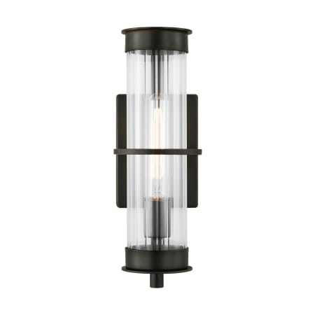 Visual Comfort Alcona 15" Tall Wall Sconce with Ribbed Glass Shade Antique Bronze