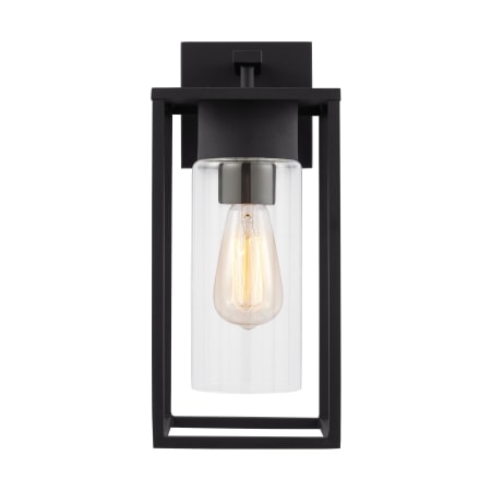 Visual Comfort Vado 15" Tall Wall Sconce with Clear Glass Shade Black