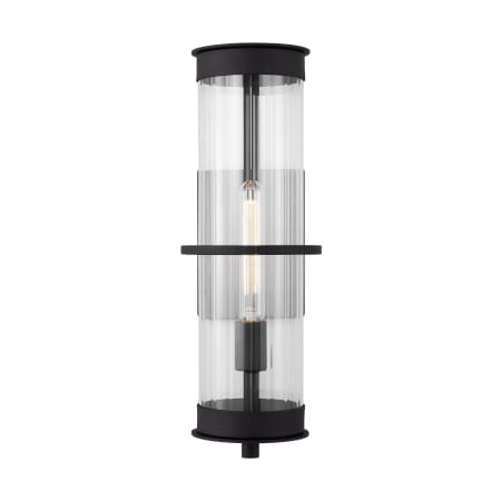 Visual Comfort Alcona 18" Tall Wall Sconce with Ribbed Glass Shade Black