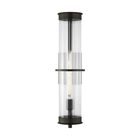 Visual Comfort Alcona 24" Tall Wall Sconce with Ribbed Glass Shade Antique Bronze