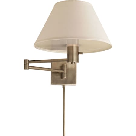 Visual Comfort VC Classic 11" High Plug-In Wall Sconce with Linen Shade Antique Nickel