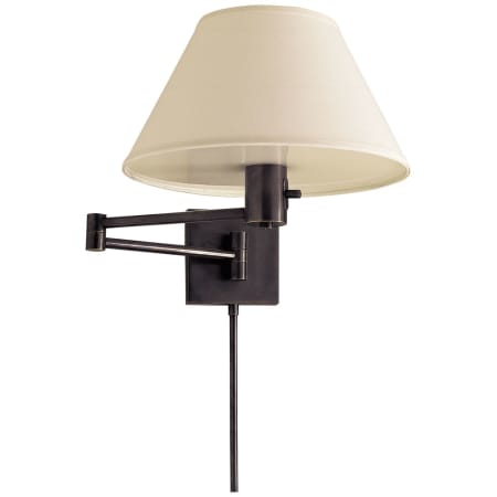 Visual Comfort VC Classic 11" High Plug-In Wall Sconce with Linen Shade Bronze