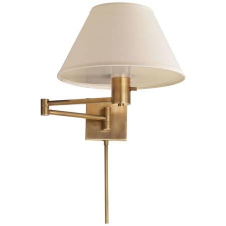 Visual Comfort VC Classic 11" High Plug-In Wall Sconce with Linen Shade Hand Rubbed Antique Brass