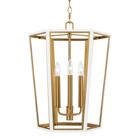 Visual Comfort Curt 3 Light 16" Wide Taper Candle Chandelier Matte White / Burnished Brass