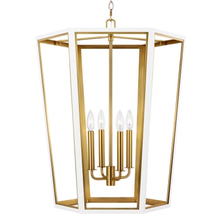 Visual Comfort Curt 4 Light 21" Wide Taper Candle Chandelier Matte White / Burnished Brass