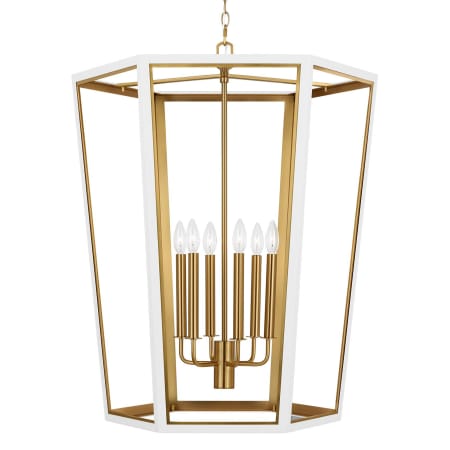 Visual Comfort Curt 6 Light 27" Wide Taper Candle Chandelier Matte White / Burnished Brass