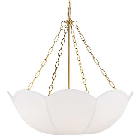 Visual Comfort Stassi 3 Light 24" Wide Pendant with Linen Shade Burnished Brass