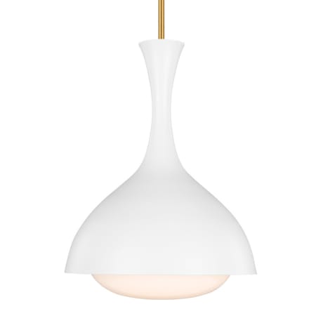 Visual Comfort Lucerne 9" Wide Mini Pendant Burnished Brass / Matte White