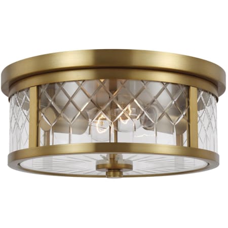 Visual Comfort Alec 2 Light 13" Wide Flush Mount Drum Ceiling Fixture Burnished Brass