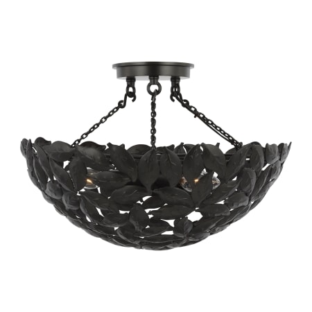 Visual Comfort Kelan 3 Light 16" Wide Semi-Flush Bowl Ceiling Fixture with Steel Leaf Shade Aged Iron