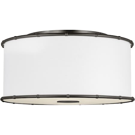Visual Comfort Aldric 2 Light 19" Wide Semi-Flush Drum Ceiling Fixture with Linen Shade Aged Iron