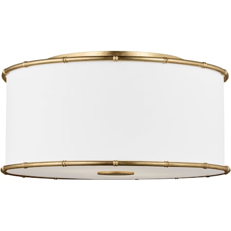 Visual Comfort Aldric 2 Light 19" Wide Semi-Flush Drum Ceiling Fixture with Linen Shade Gild