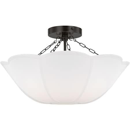 Visual Comfort Stassi 2 Light 19" Wide Semi-Flush Bowl Ceiling Fixture with Linen Shade Aged Iron