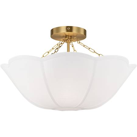 Visual Comfort Stassi 2 Light 19" Wide Semi-Flush Bowl Ceiling Fixture with Linen Shade Burnished Brass