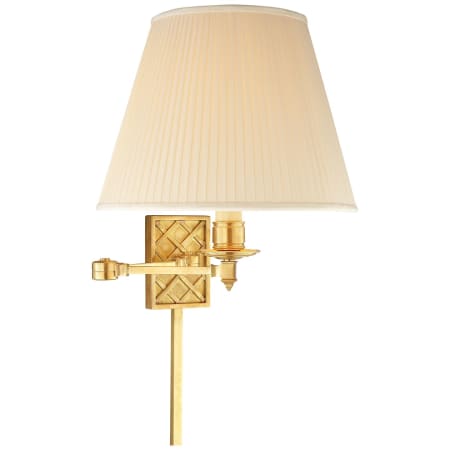 Visual Comfort Gene 15" High Plug-In Wall Sconce with Silk Shade Natural Brass