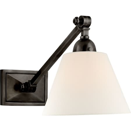 Visual Comfort Jane 10" Library Plug-In Wall Light with Linen Shade by Alexa Hampton Gun Metal