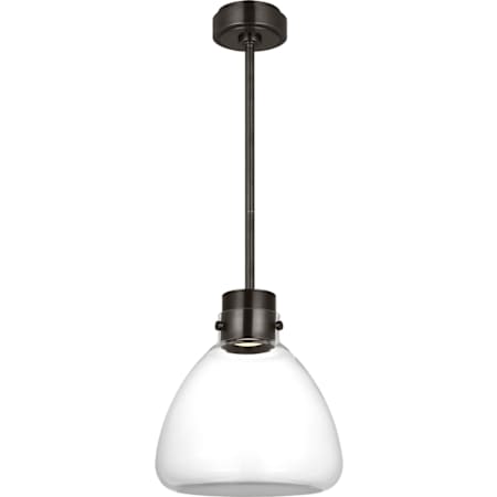 Visual Comfort Morgan 12" Wide LED Pendant Burnished Bronze / Clear Glass