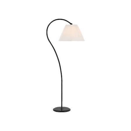 Visual Comfort Dume 63" Tall Gooseneck Floor Lamp with Pleated Silk Shade Aged Iron