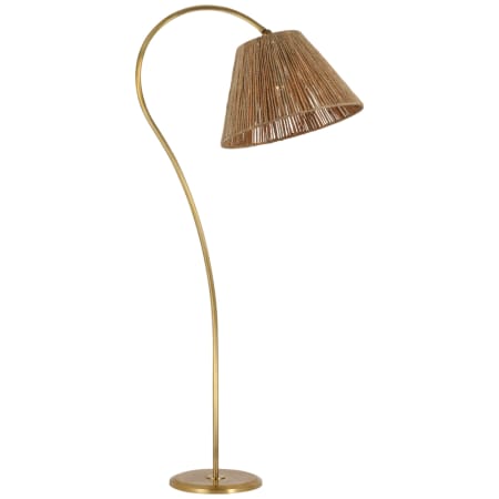 Visual Comfort Dume 63" Tall Arc Floor Lamp with Natural Abaca Shade Hand-Rubbed Antique Brass