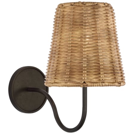 Visual Comfort Lyndsie 11" Tall Wall Sconce with Natural Wicker Shade Aged Iron